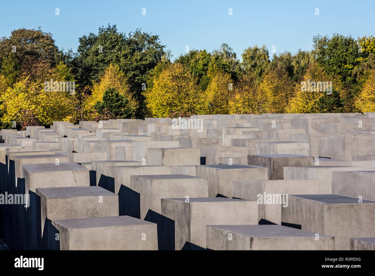 Berlin, Germany. Holocaust Memorial, Memorial to the Murdered Jews of Europe designed by Peter Eisenman near Tiergarten in Mitte (Editorial Use Only) Stock Photo