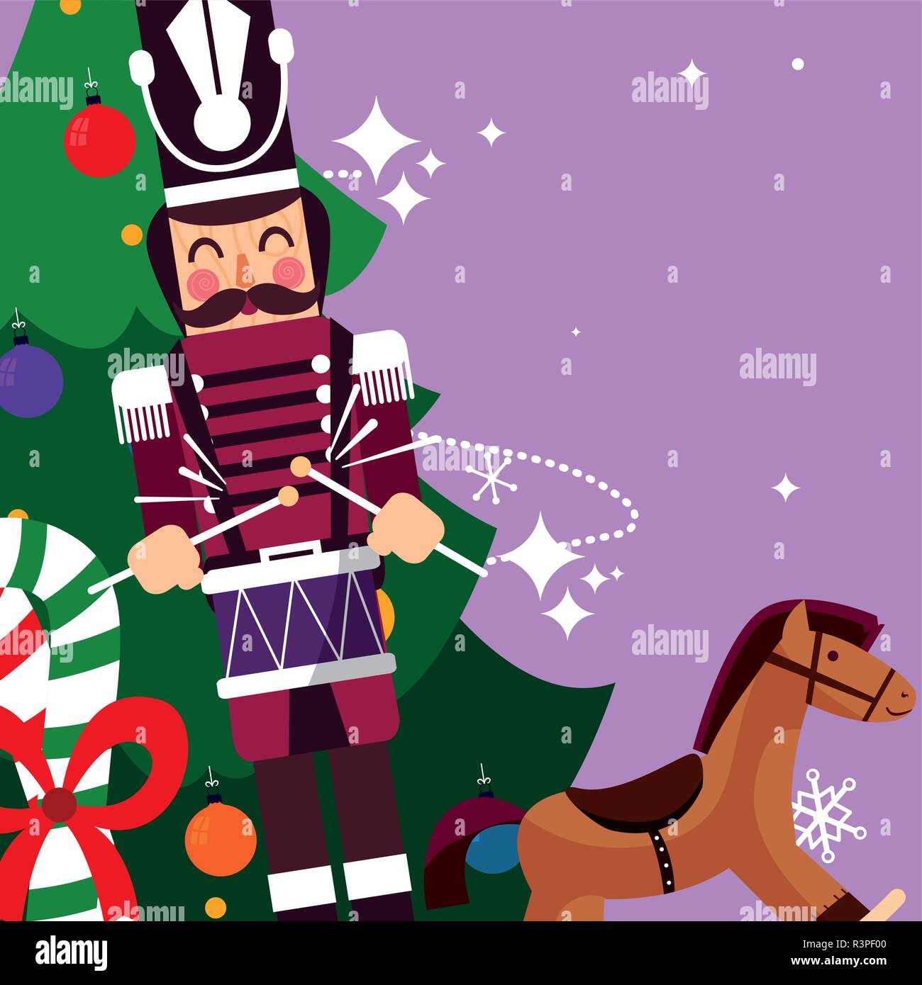 Christmas tree and nutcracker icon over colorful background, vector illustration Stock Vector