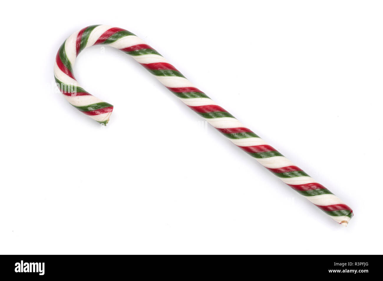 Candy cane striped isolated on white background. Top view Stock Photo