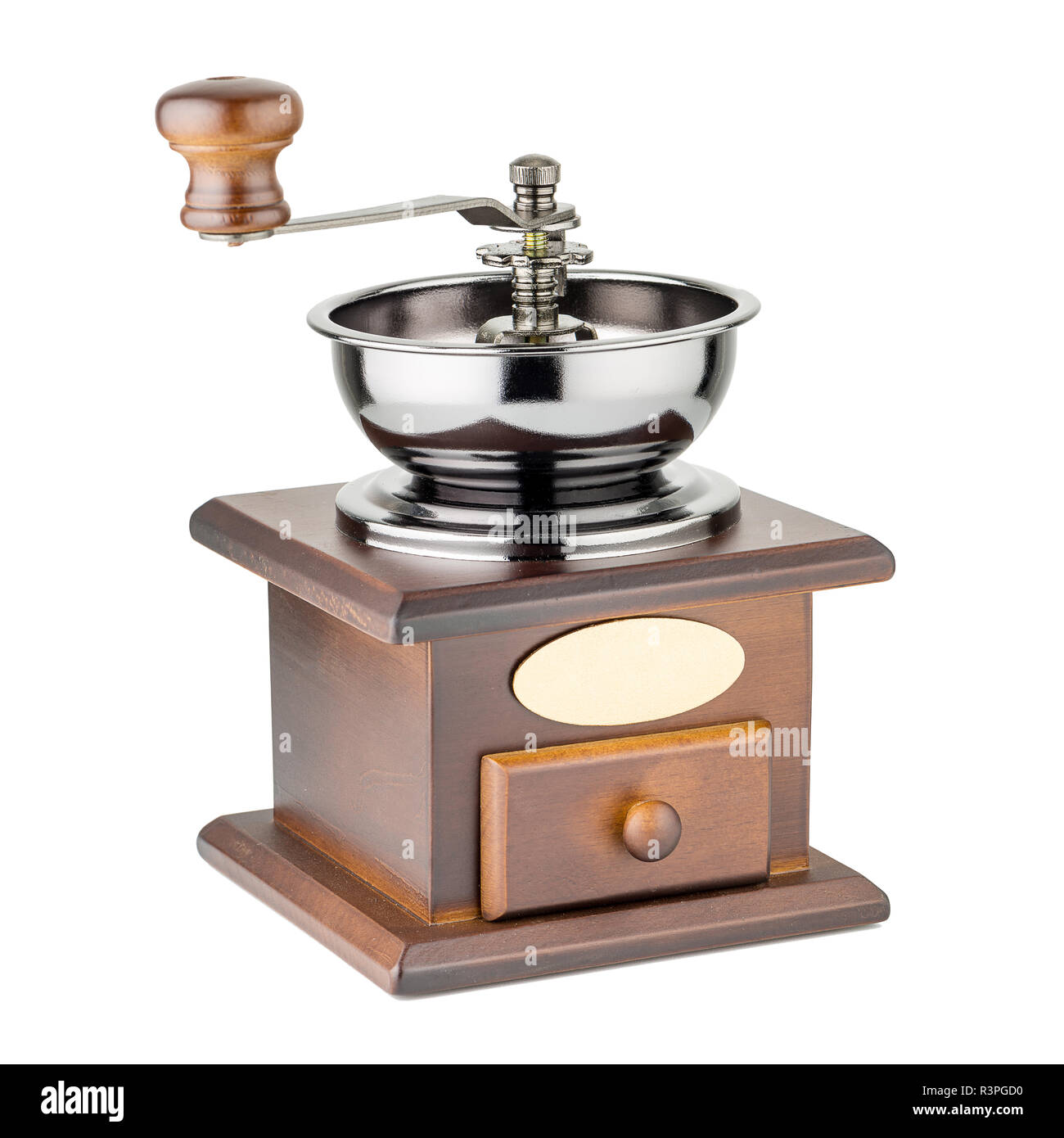 Vintage manual coffee grinder isolated on white Stock Photo Alamy