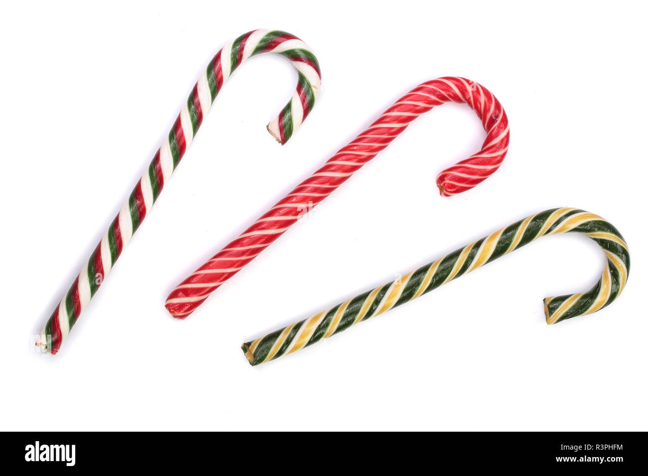 Candy cane striped isolated on white background. Top view Stock Photo ...