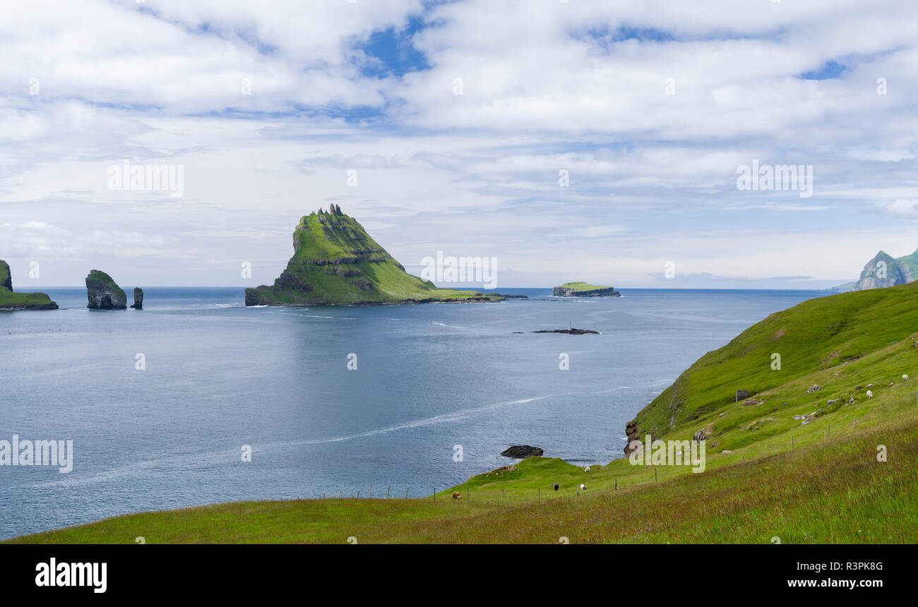 Tindholmur In Sorvagsfjordur. Island Vagar, Part Of The Faroe Islands ...