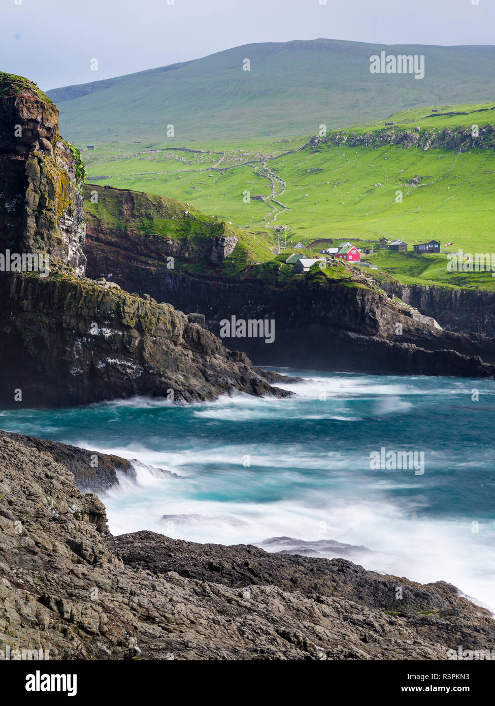 Island Mykines, Part Of The Faroe Islands In The North Atlantic. Denmark Stock Photo