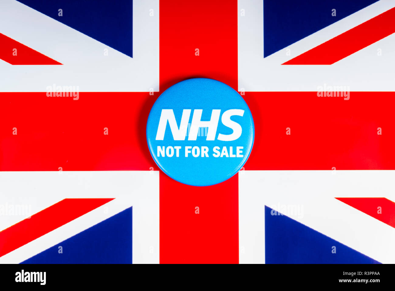 London, UK November 20th 2018 NHS Not For Sale pin badge, pictured