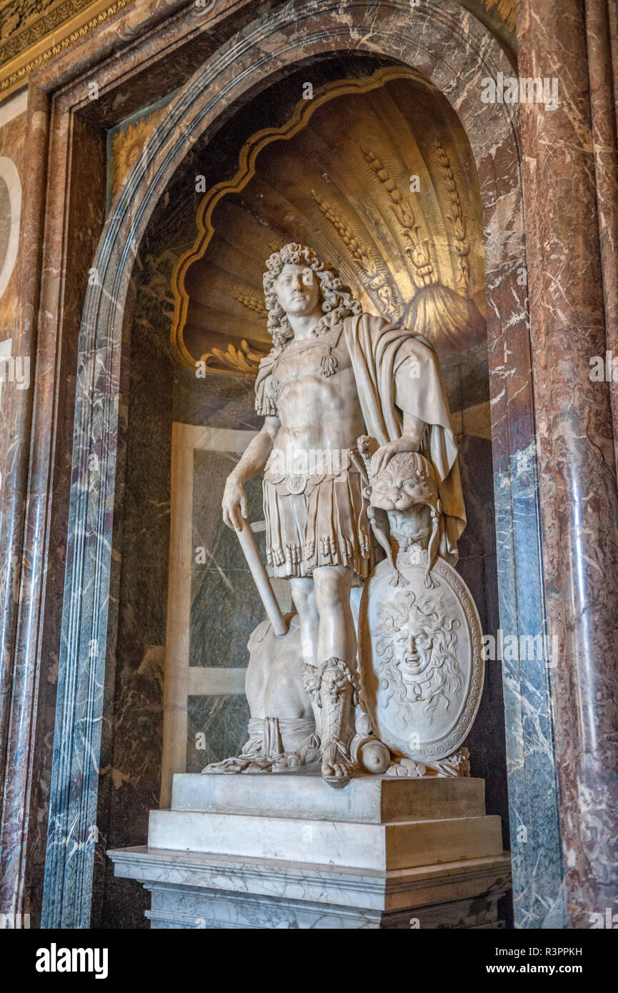 Statue of Louis XIV, Venus Room, Palace of Versailles, France Stock Photo