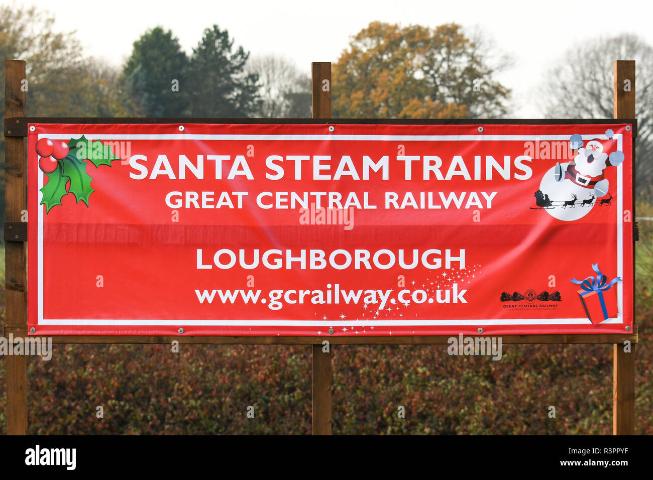santa steam trains sign great central railway Stock Photo