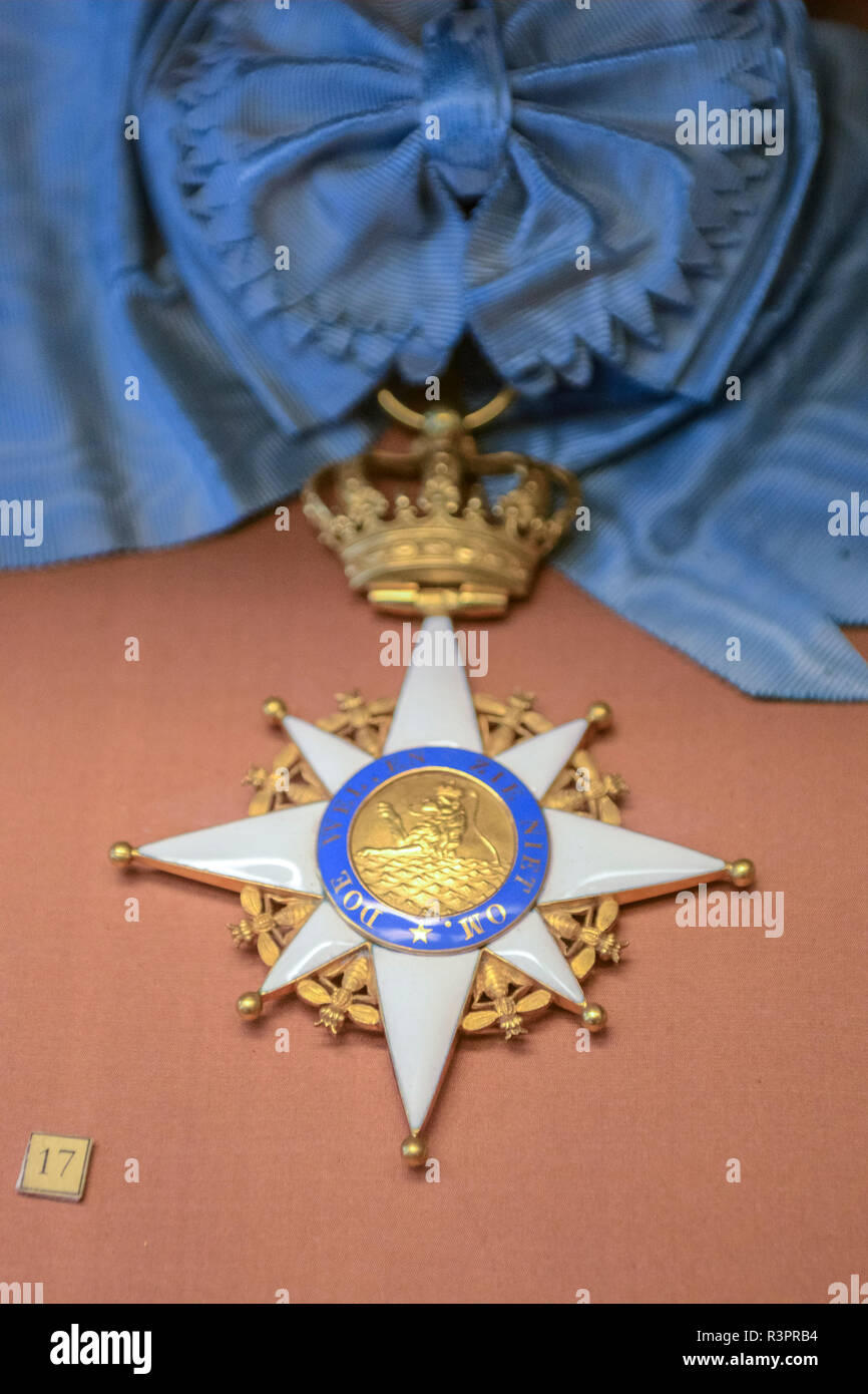 Royal Order of the Union of Holland, ribbon, Palace of Fontainebleau, Loire Valley, France Stock Photo
