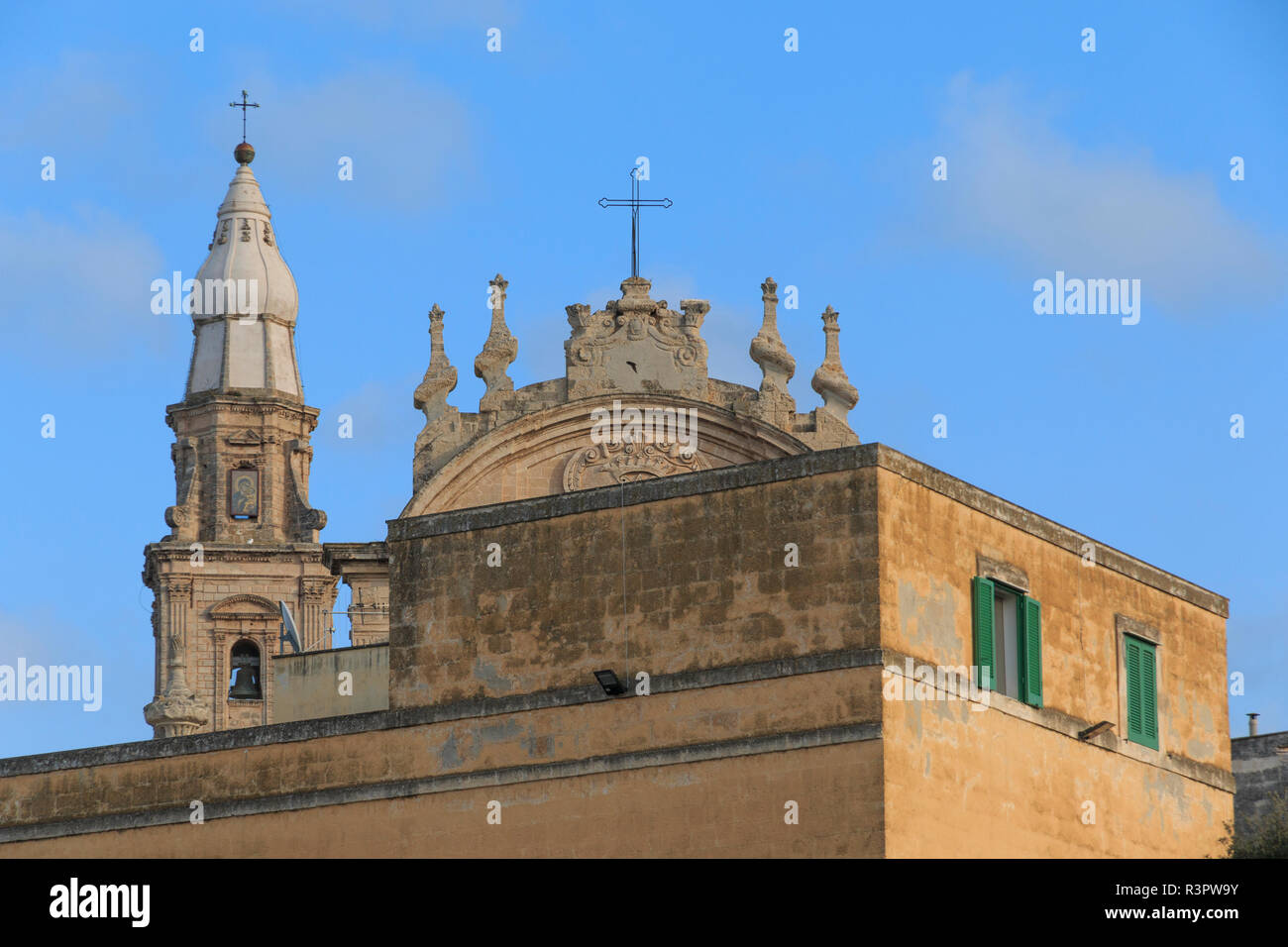 Italy, Bari, Apulia, Monopoli. Bell tower of cathedral. Stock Photo