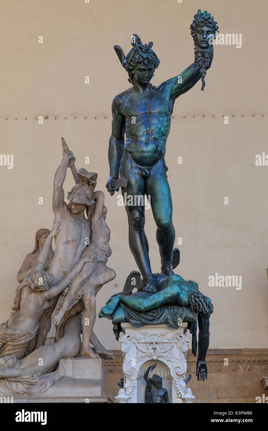 Italy, Florence. Perseus with the Head of Medusa is a bronze sculpture made  by Benvenuto Cellini in the period 1545-1554 Stock Photo - Alamy