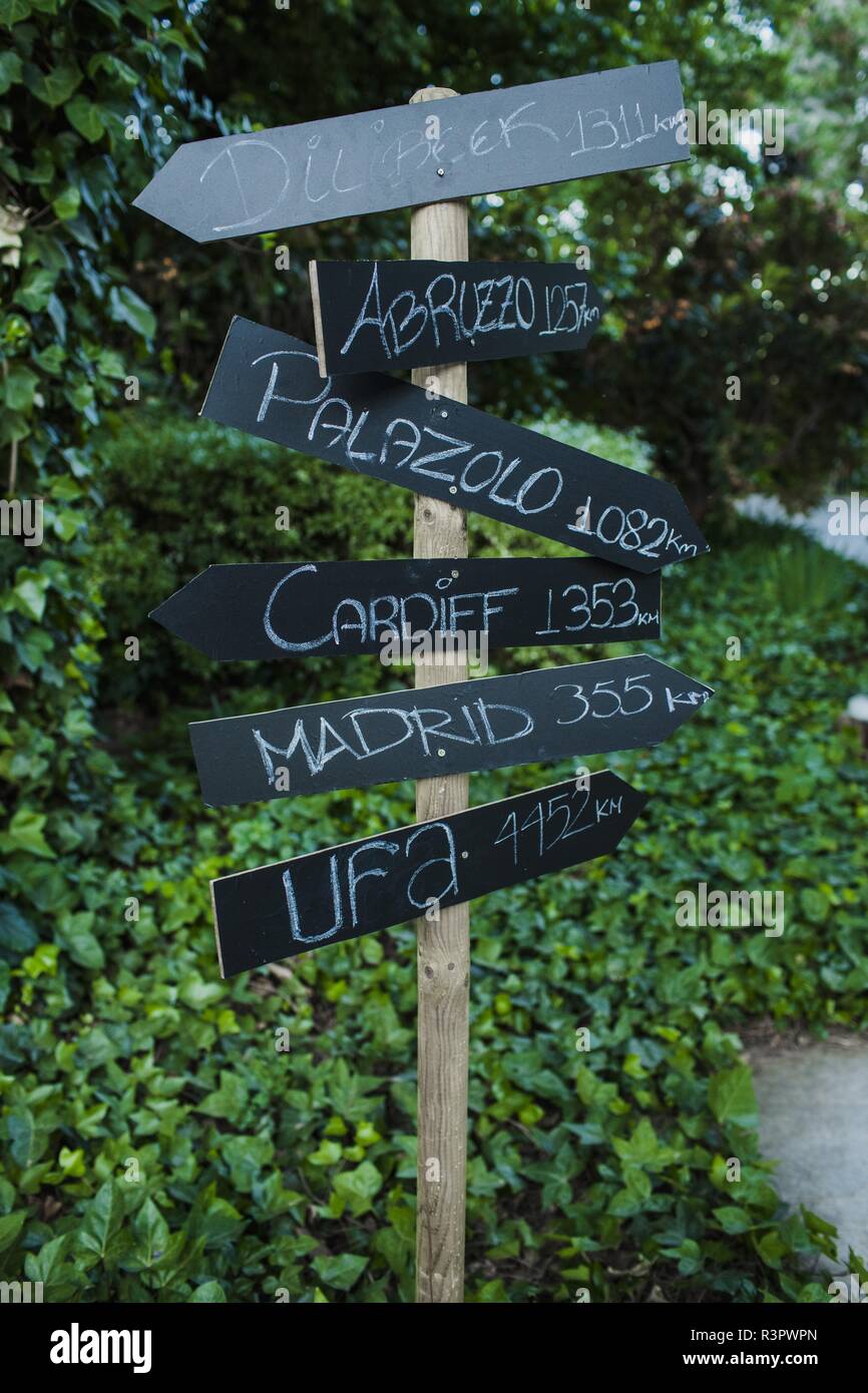 Wooden signposts at events and weddings Stock Photo - Alamy