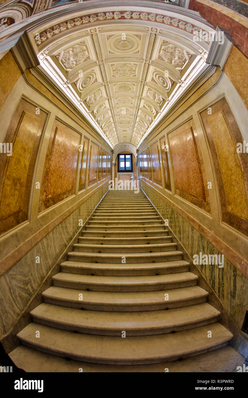 Italy, Rome, The Grand Staircase, Villa Farnesina alla Lungaretta Stock Photo