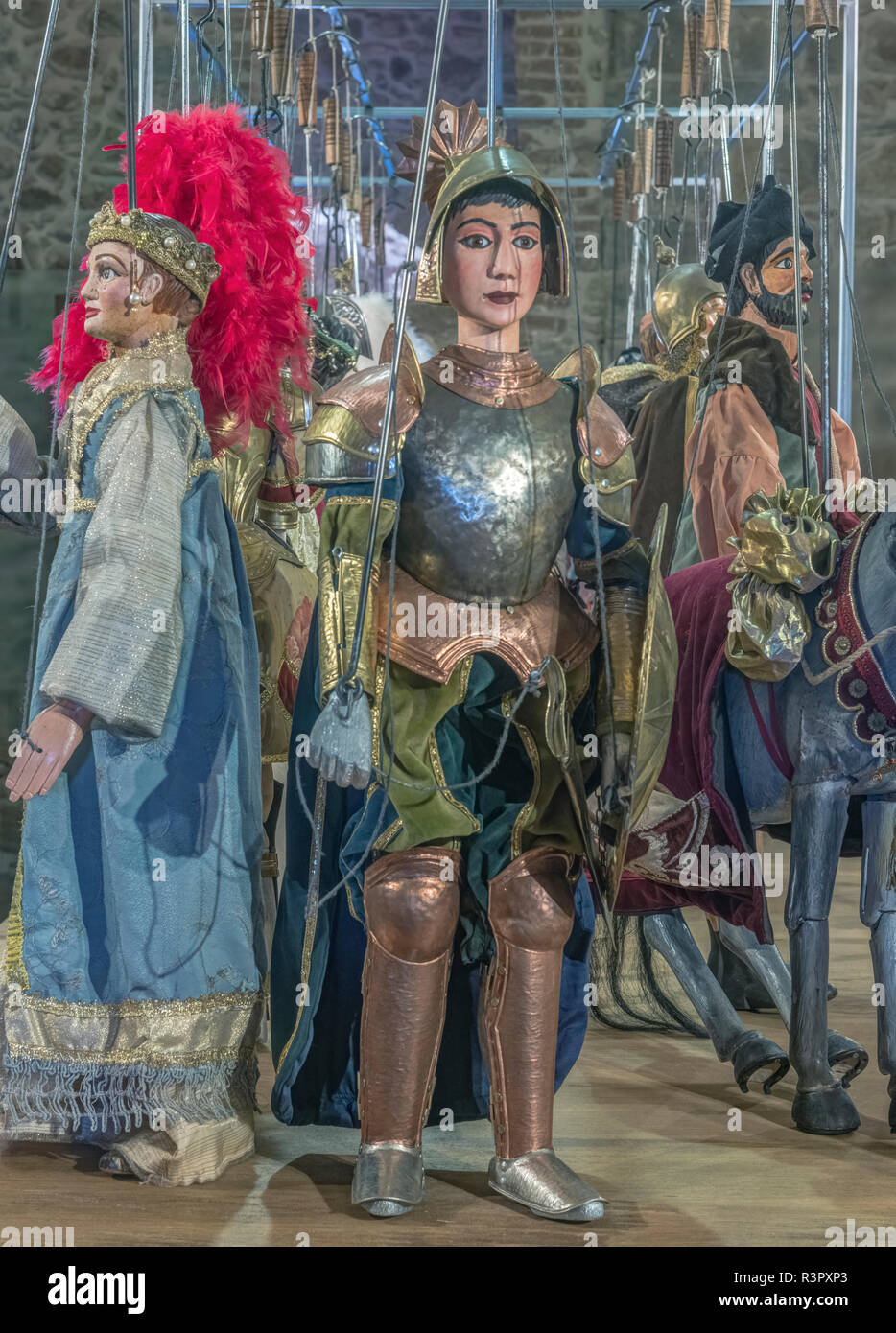 Italy, Sicily, Castelbuono, Castle Museum, Medieval Puppets Stock Photo