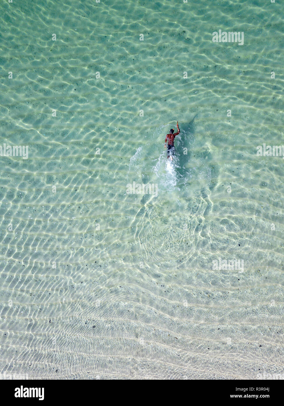 Indonesia, Bali, Aerial view of snorkeler Stock Photo