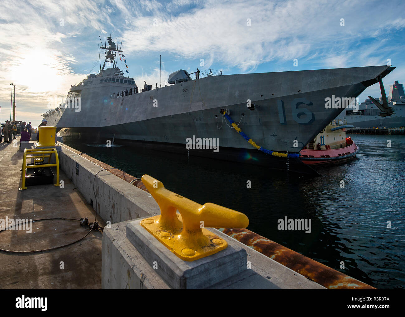 181121-N-CZ893-0575 SAN DIEGO (Nov. 21, 2018) The future USS Tulsa (LCS 16) arrives at its new homeport, Naval Base San Diego, after completing its maiden voyage from the Austal USA shipyard in Mobile, Alabama. Tulsa is the eighth ship in the littoral combat ship Independence-variant class and is scheduled for commissioning Feb. 16, 2019 in San Francisco. (U.S. Navy photo by Mass Communication Specialist 3rd Class Jason Isaacs/Released) Stock Photo