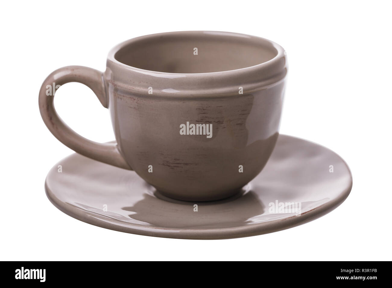 Ceramic cup with saucer isolated on white background Stock Photo