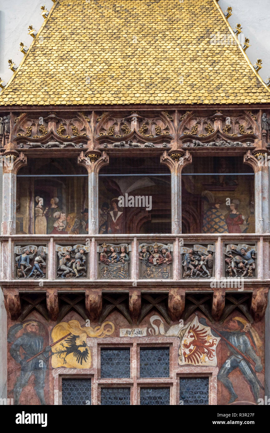 Goldenes Dachl or Golden Roof, late gothic alcove balcony, Innsbruck, Tyrol, Austria, Europe Stock Photo