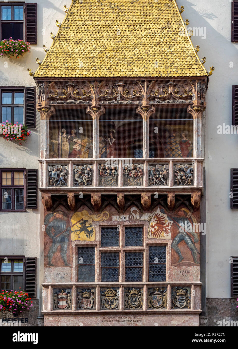 Goldenes Dachl or Golden Roof, late gothic alcove balcony, Innsbruck, Tyrol, Austria, Europe Stock Photo