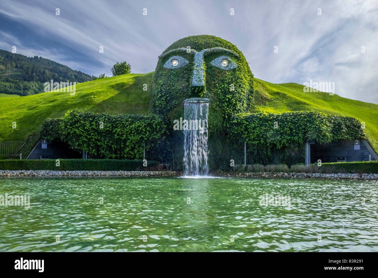Swarovski Crystal Worlds, entry under the waterfall of the head of the  Giant, Wattens Tyrol, Austria, Europe Stock Photo - Alamy