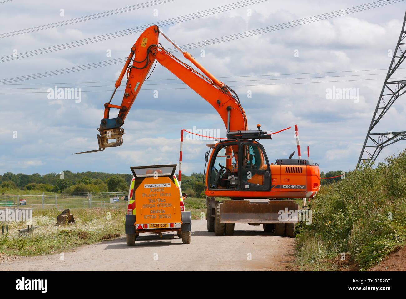 A machine about to be refuelled on the FARRRS link road in Doncaster,South Yorkshire Stock Photo