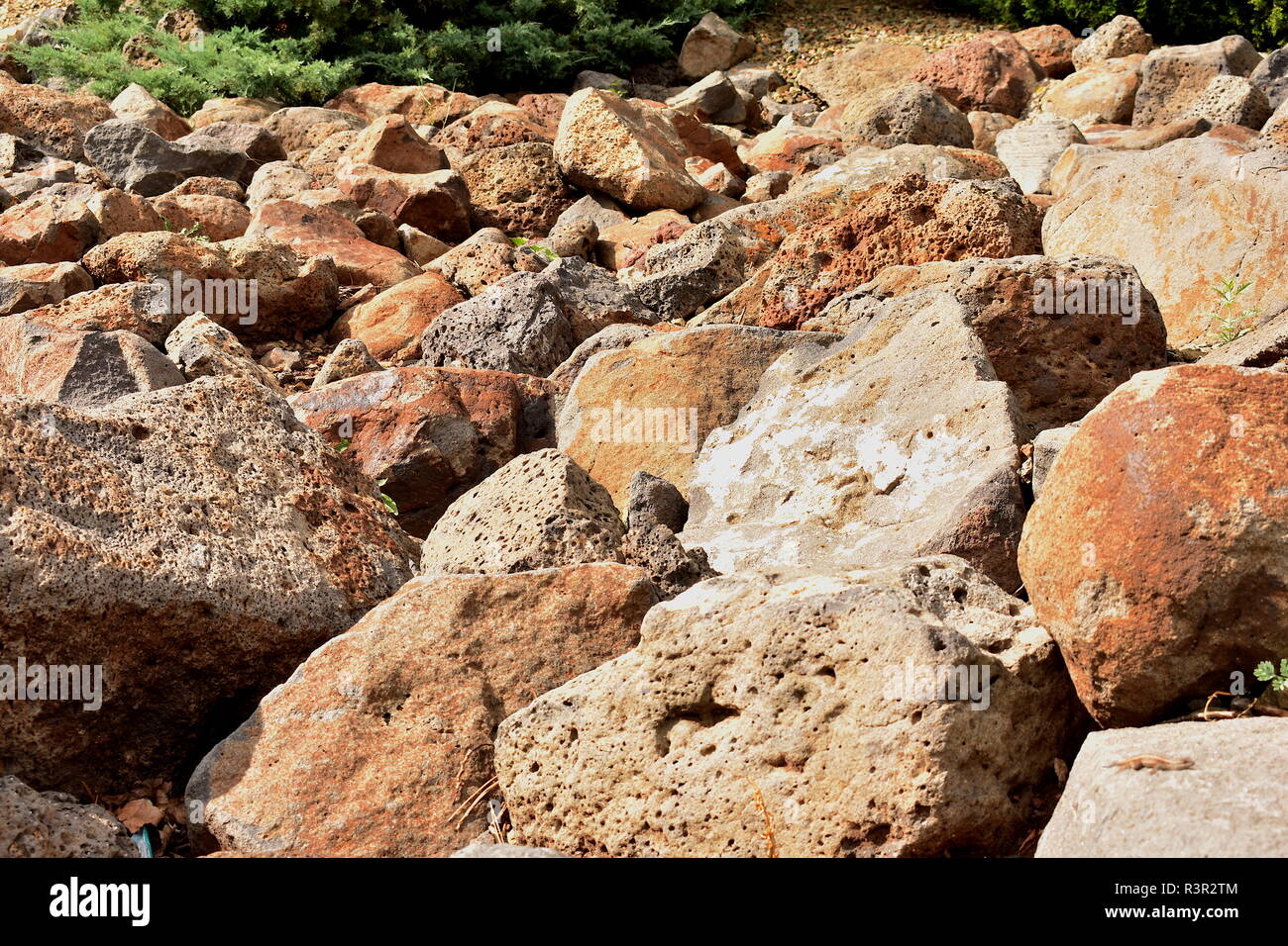 Rock pile as a drainage basin Stock Photo