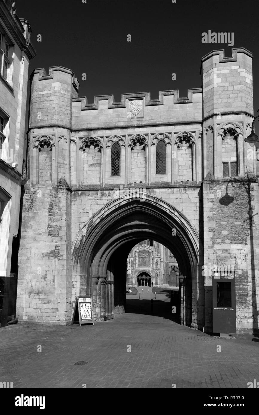 The Norman Gatehouse to Peterborough Cathedral, Cambridgeshire, England, UK Stock Photo