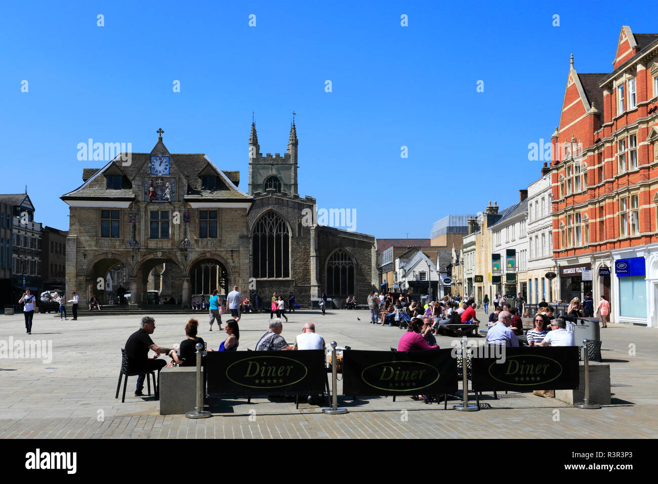 Cathedral square, Peterborough City, Cambridgeshire, England, UK Stock Photo