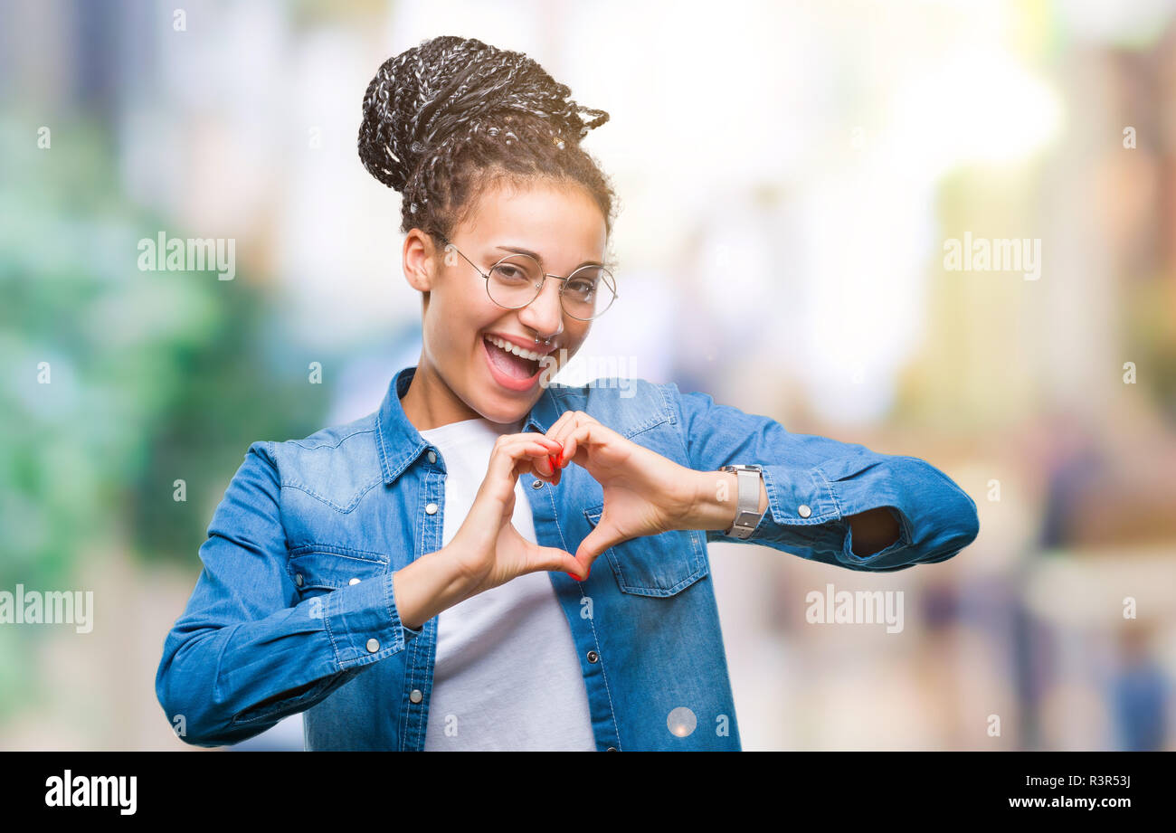 Young Braided Hair African American Girl Wearing Glasses Over