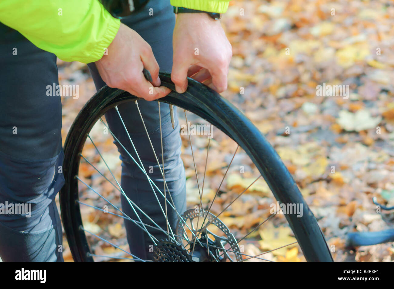 remove the tire from the wheel, disassemble the Bicycle wheel, repair