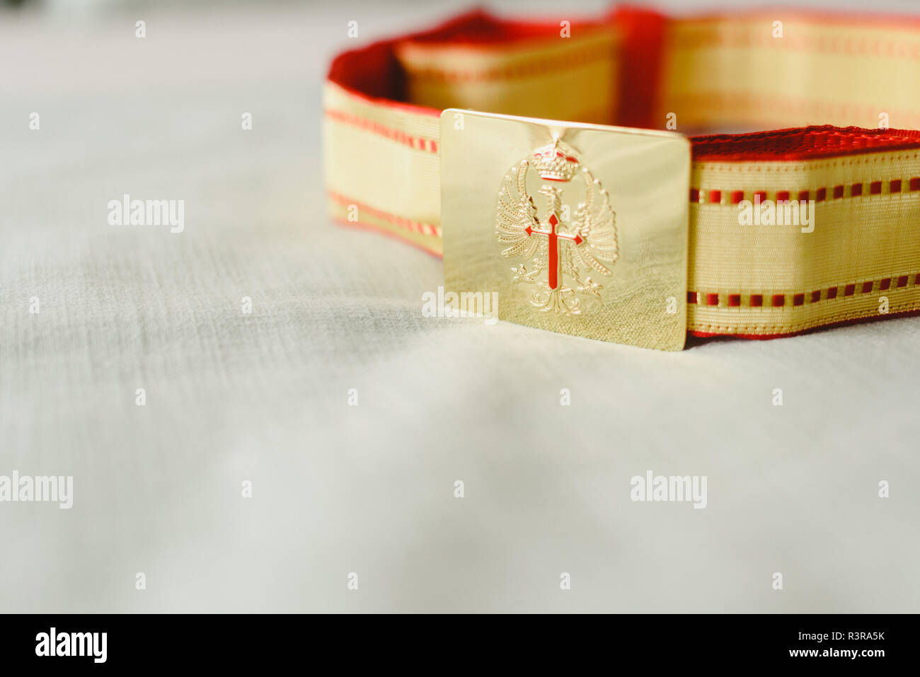 Golden belt of the military army Stock Photo