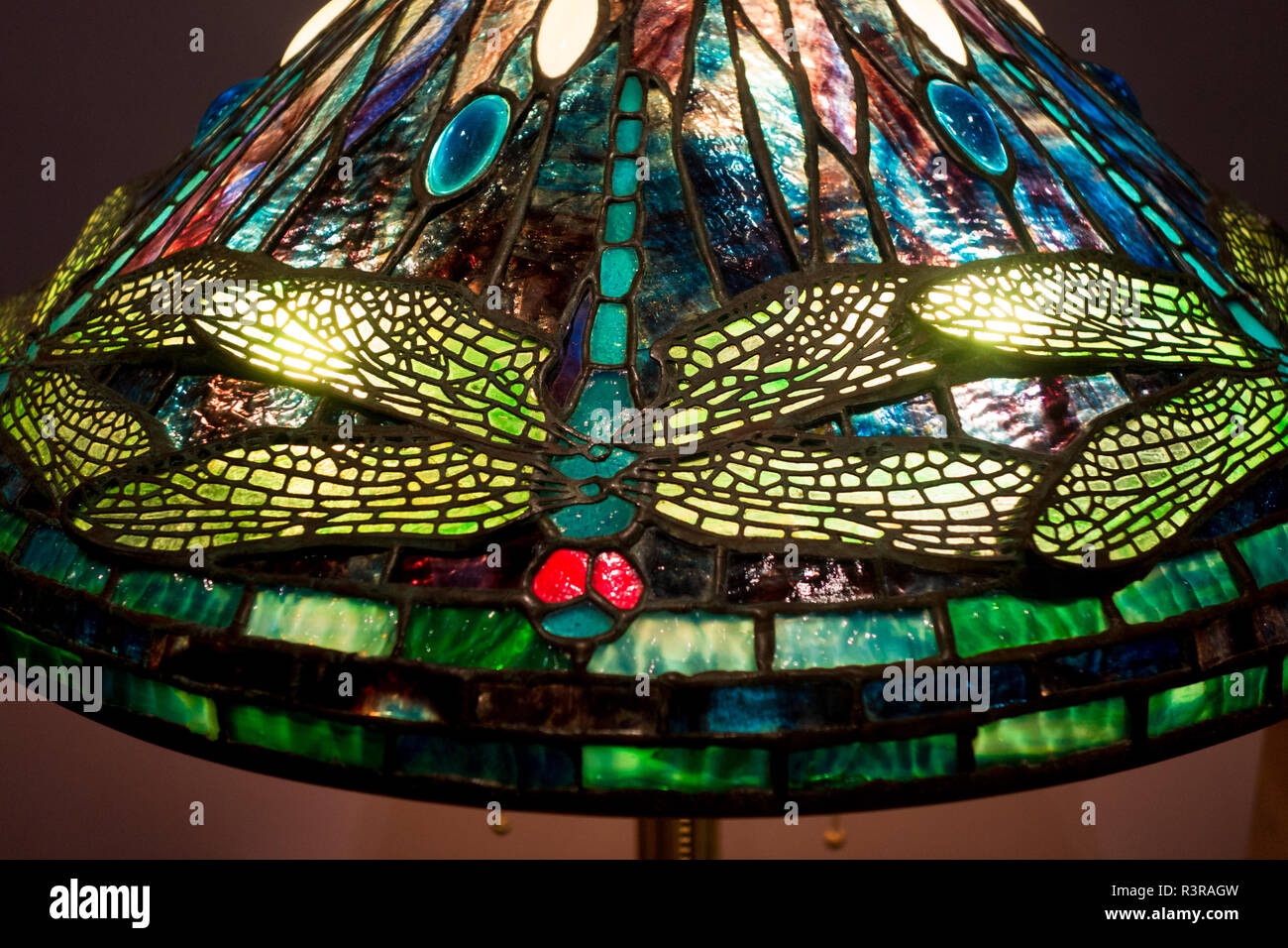 Tiffany lamps on display at the the Charles Hosmer Morse Museum, Winter