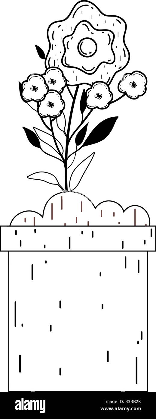 flowers in garden pot vector illustration design Stock Vector Image ...