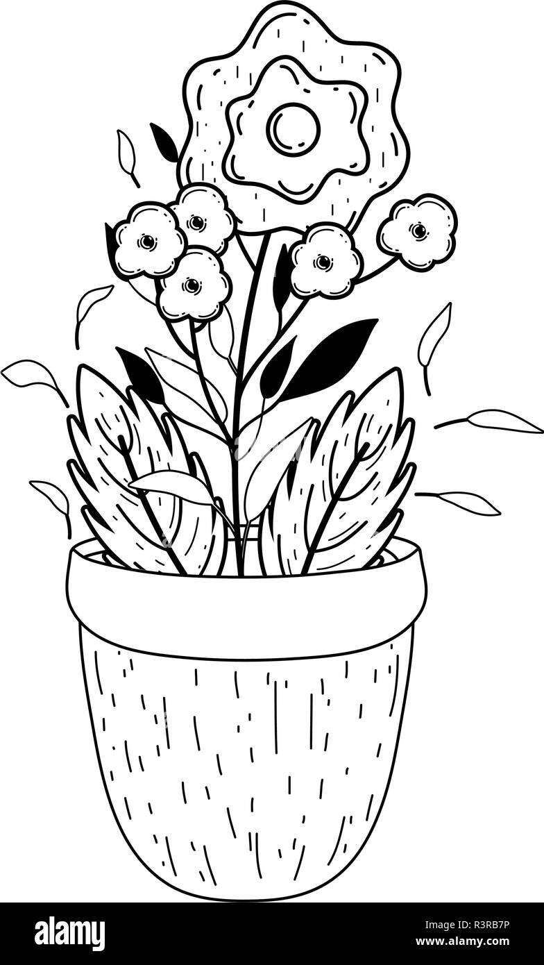 flowers in garden pot vector illustration design Stock Vector Image ...