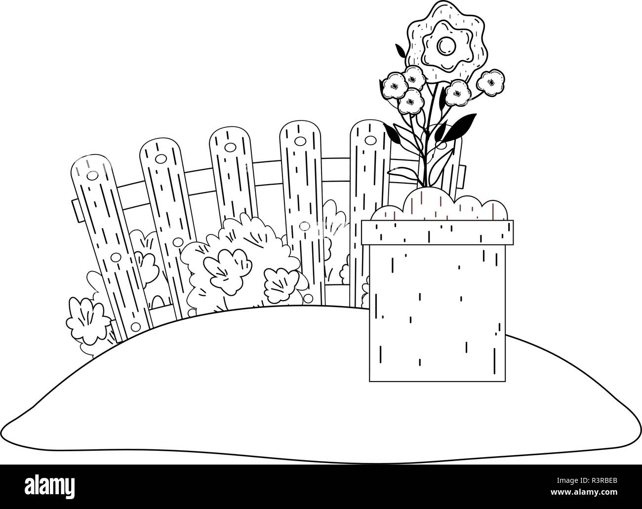 tree plant with flowers garden vector illustration design Stock Vector ...