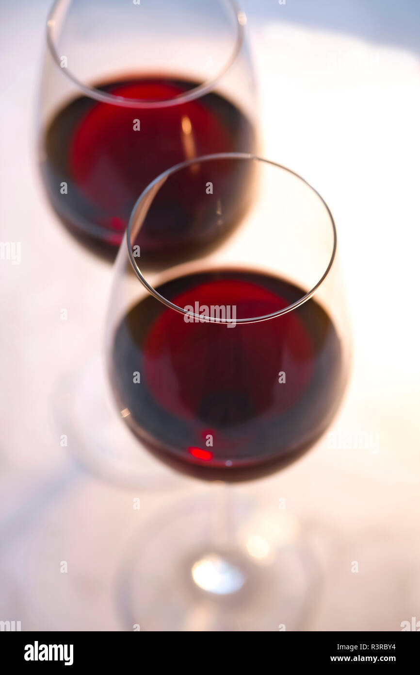 Two glasses of red wine Stock Photo Alamy