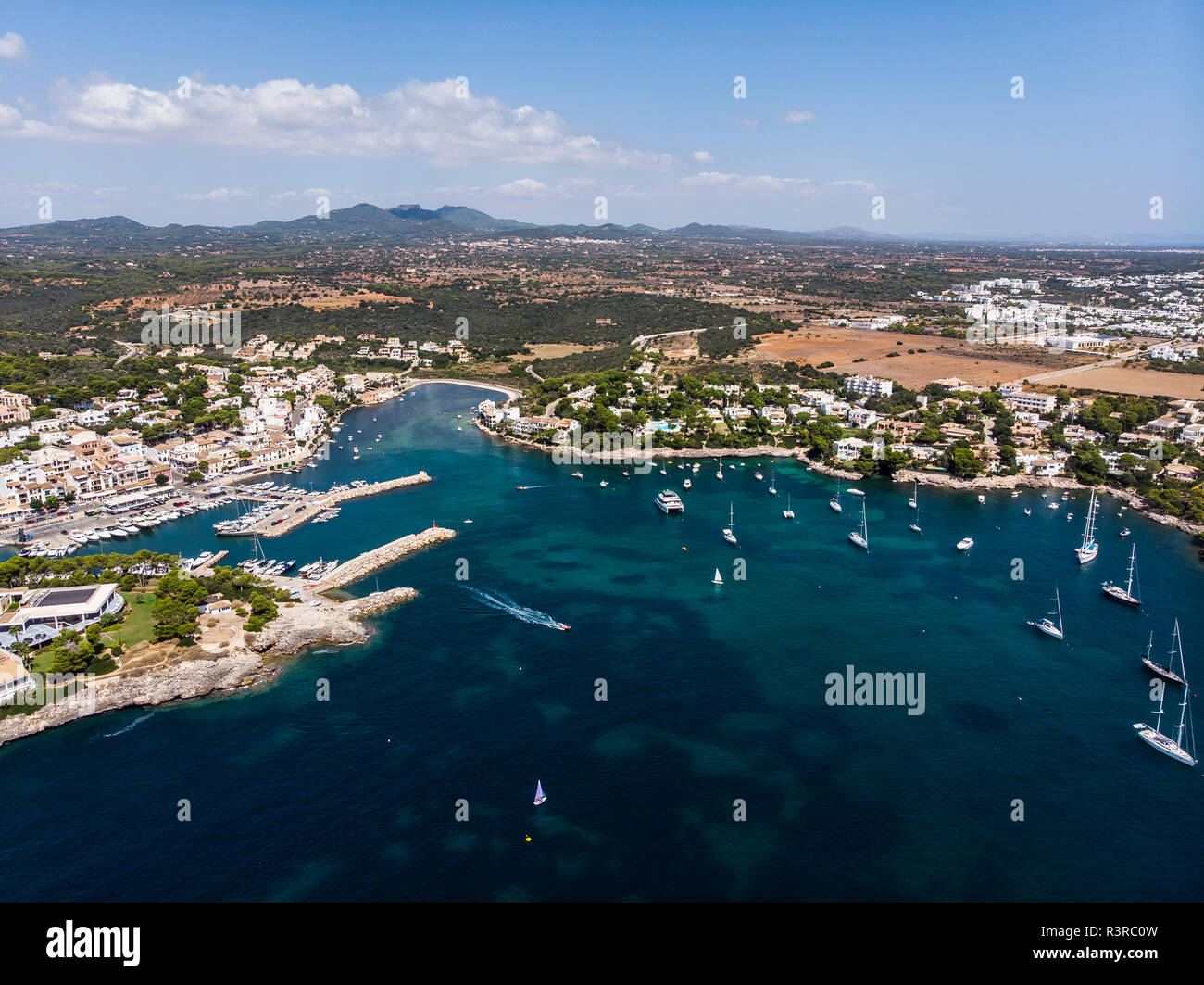 Spain, Balearic Islands, Mallorca, Region Cala d'Or, Coast of Porto Petro Stock Photo