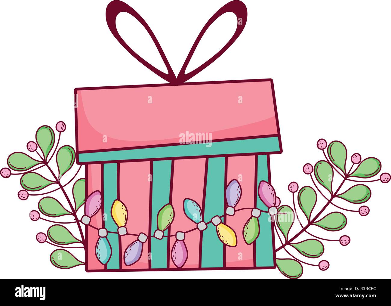 christmas gift box with wreath vector illustration design Stock Vector ...