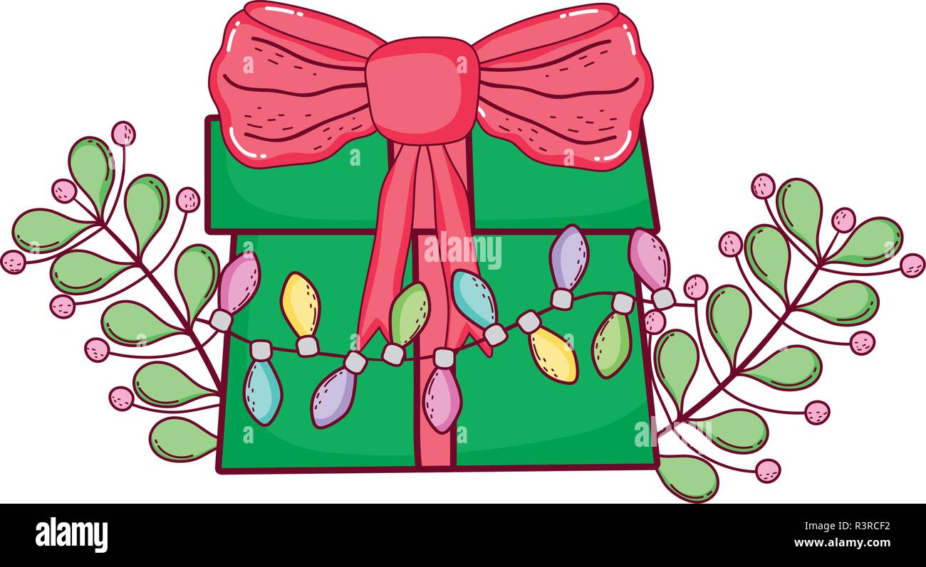christmas gift box with wreath vector illustration design Stock Vector ...