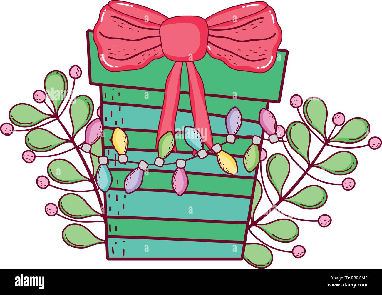 christmas gift box with wreath vector illustration design Stock Vector ...