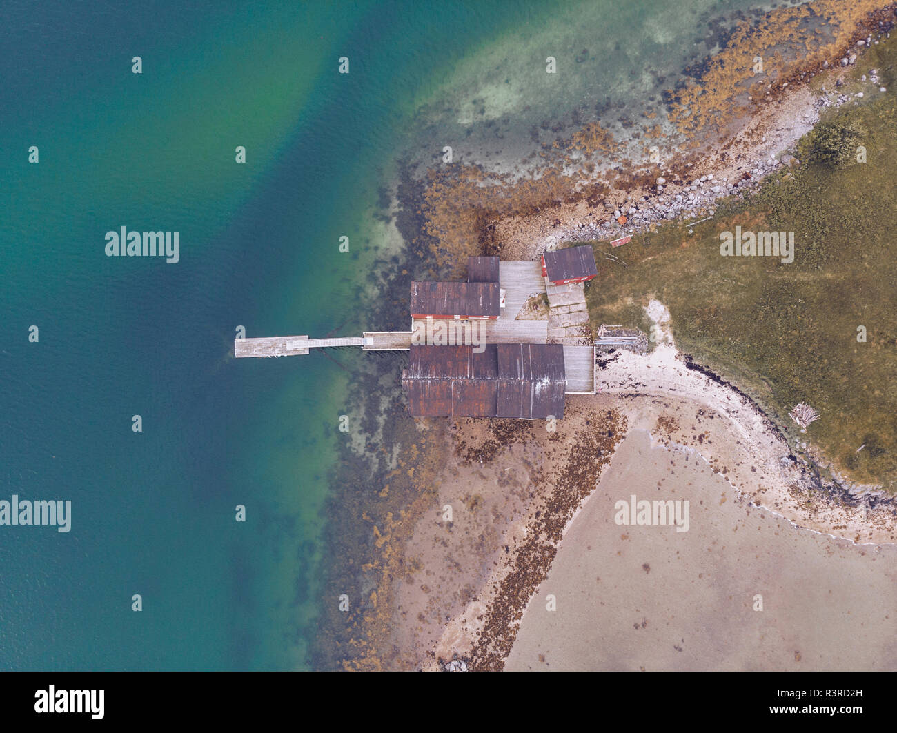 Norway, Aerial view of pier Stock Photo