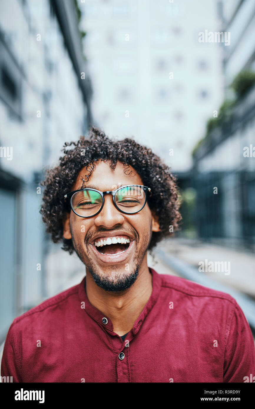 Portrait of a young man wearing glasses Stock Photo