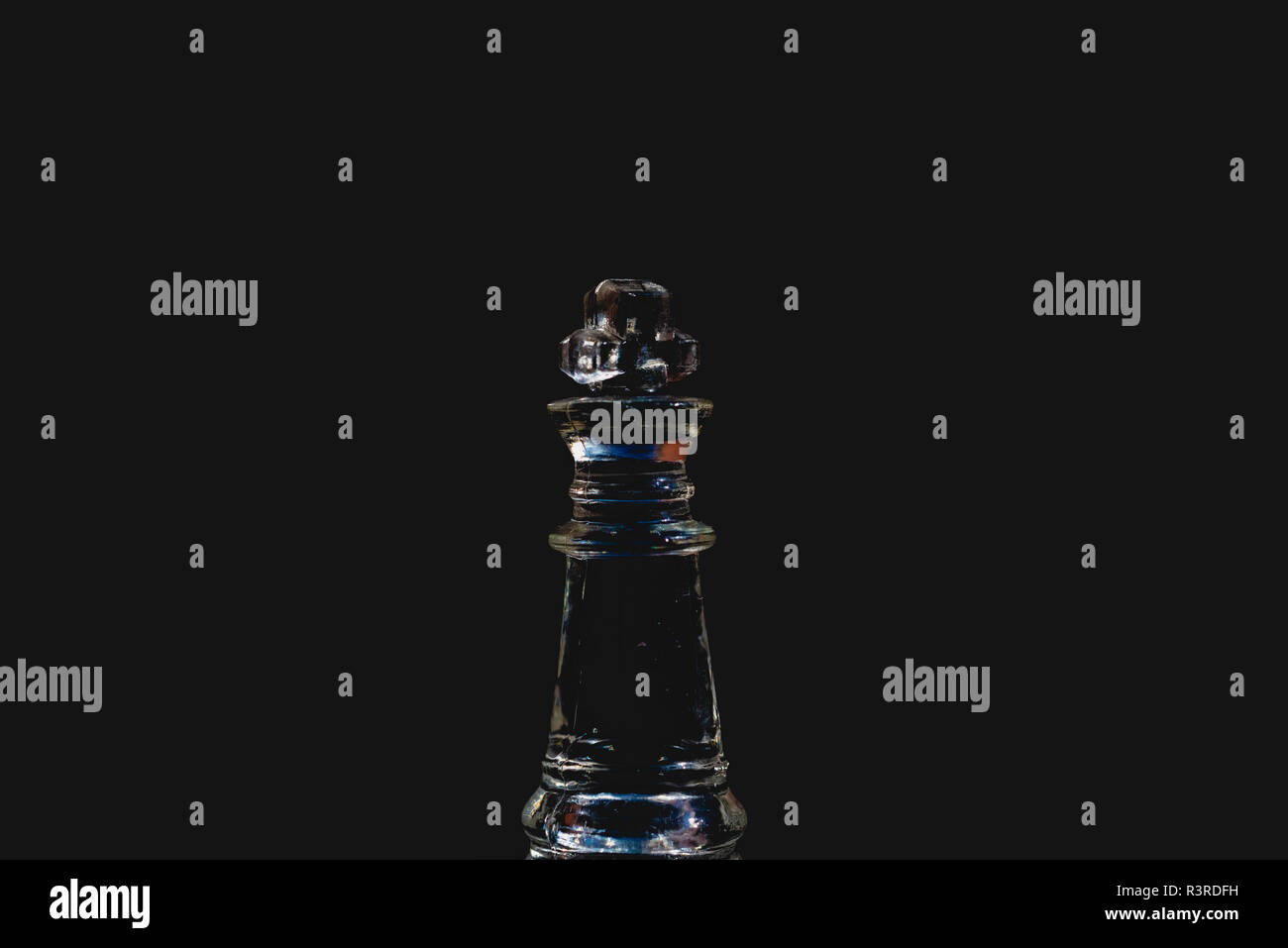 Piece of transparent chess,king, black background Stock Photo Alamy
