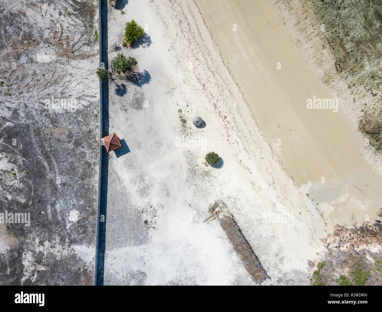 Indonesia, Aerial view of Lombok, empty beach from above Stock Photo