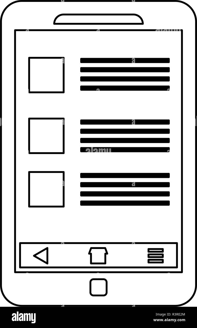 Smartphone website on screen in black and white Stock Vector Image