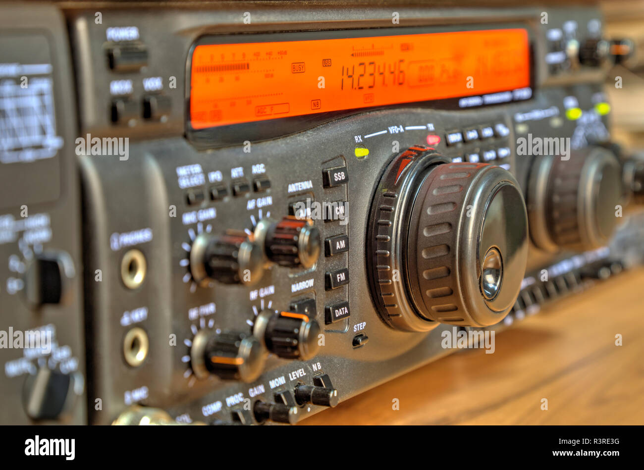 Modern high frequency radio amateur transceiver closeup Stock Photo Alamy