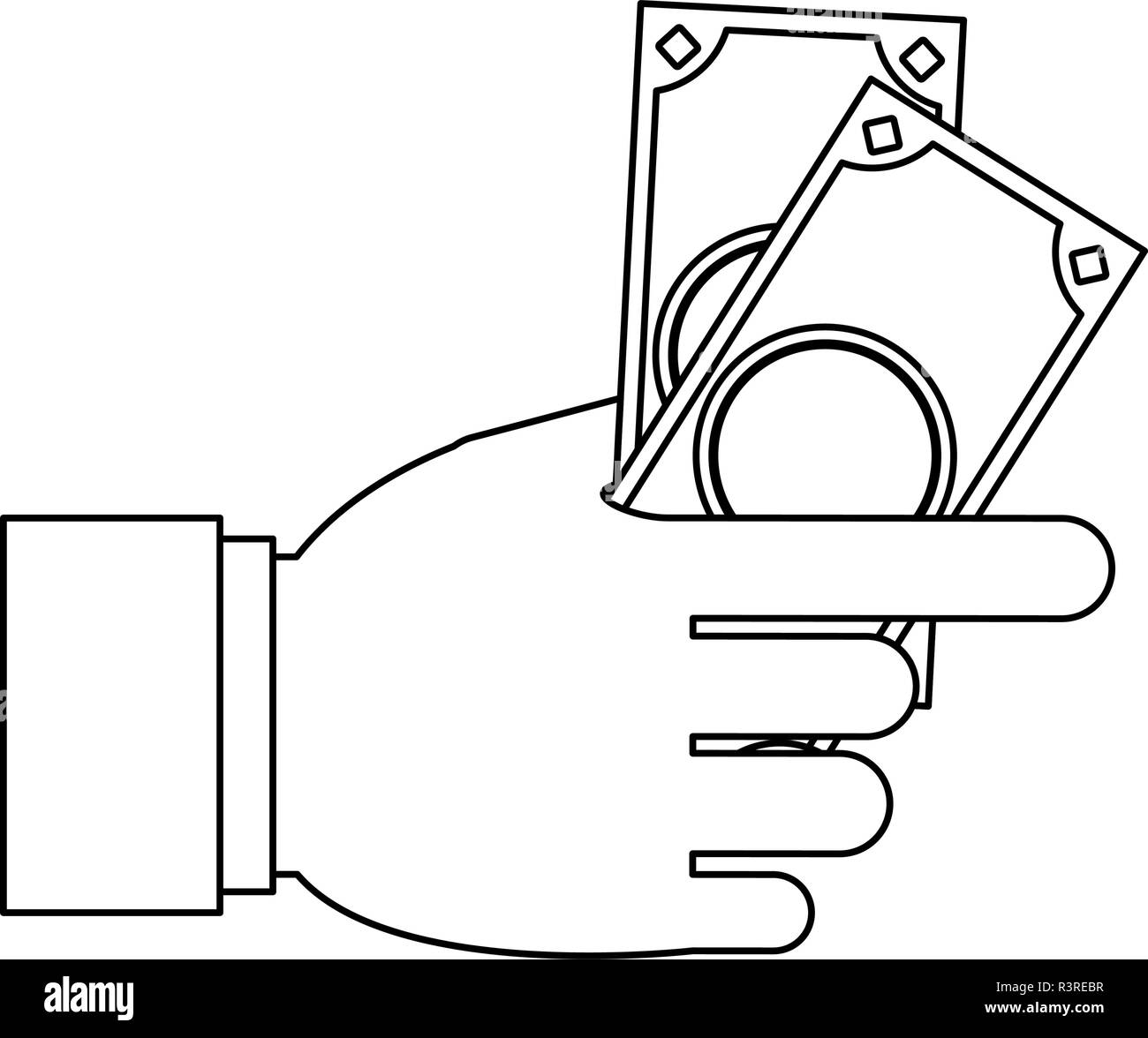 Hand With Money In Black And White Stock Vector Image & Art - Alamy