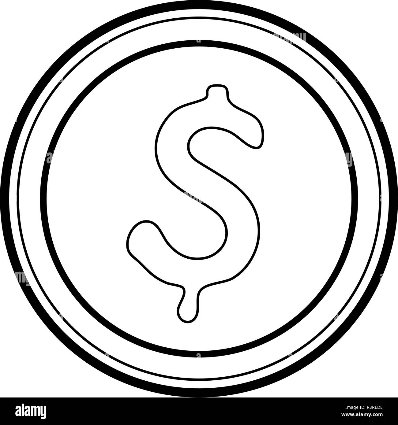 Coin money symbol in black and white Stock Vector Image & Art - Alamy
