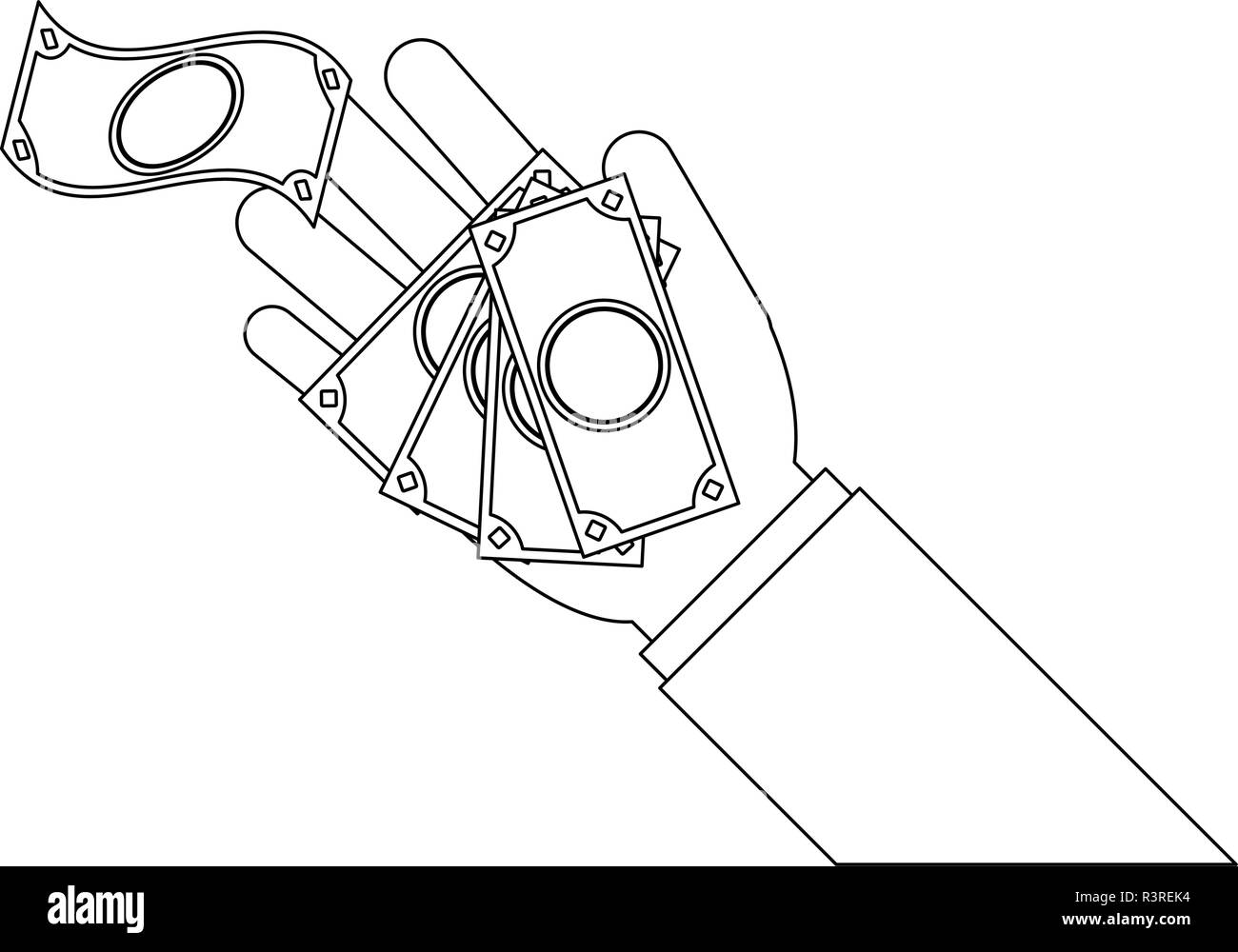 Hand with money in black and white Stock Vector Image & Art - Alamy
