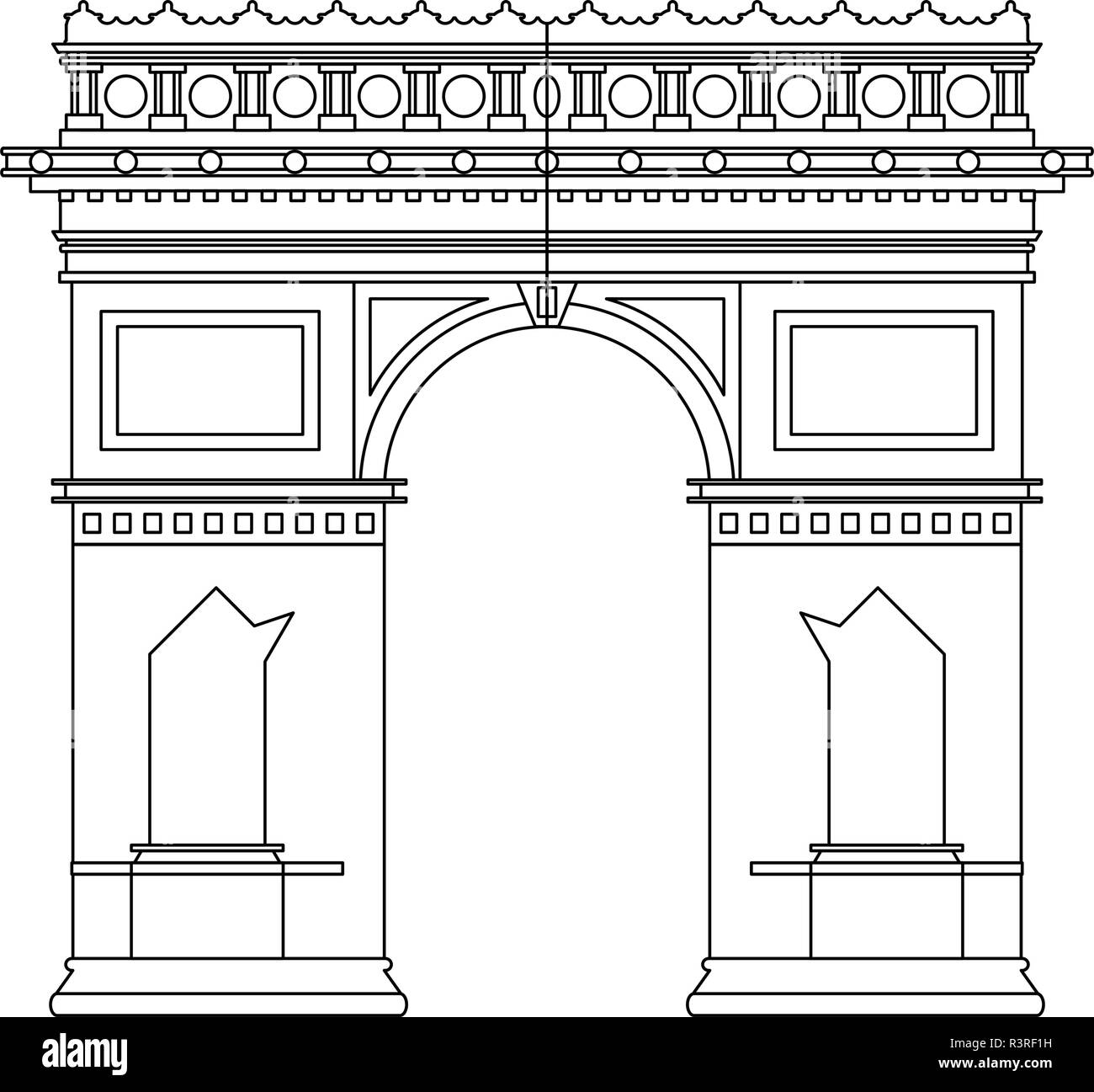 Arc de triomphe paris illustration Black and White Stock Photos ...