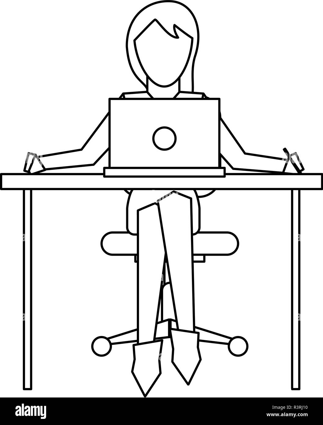 Businesswoman desk laptop Black and White Stock Photos & Images - Alamy