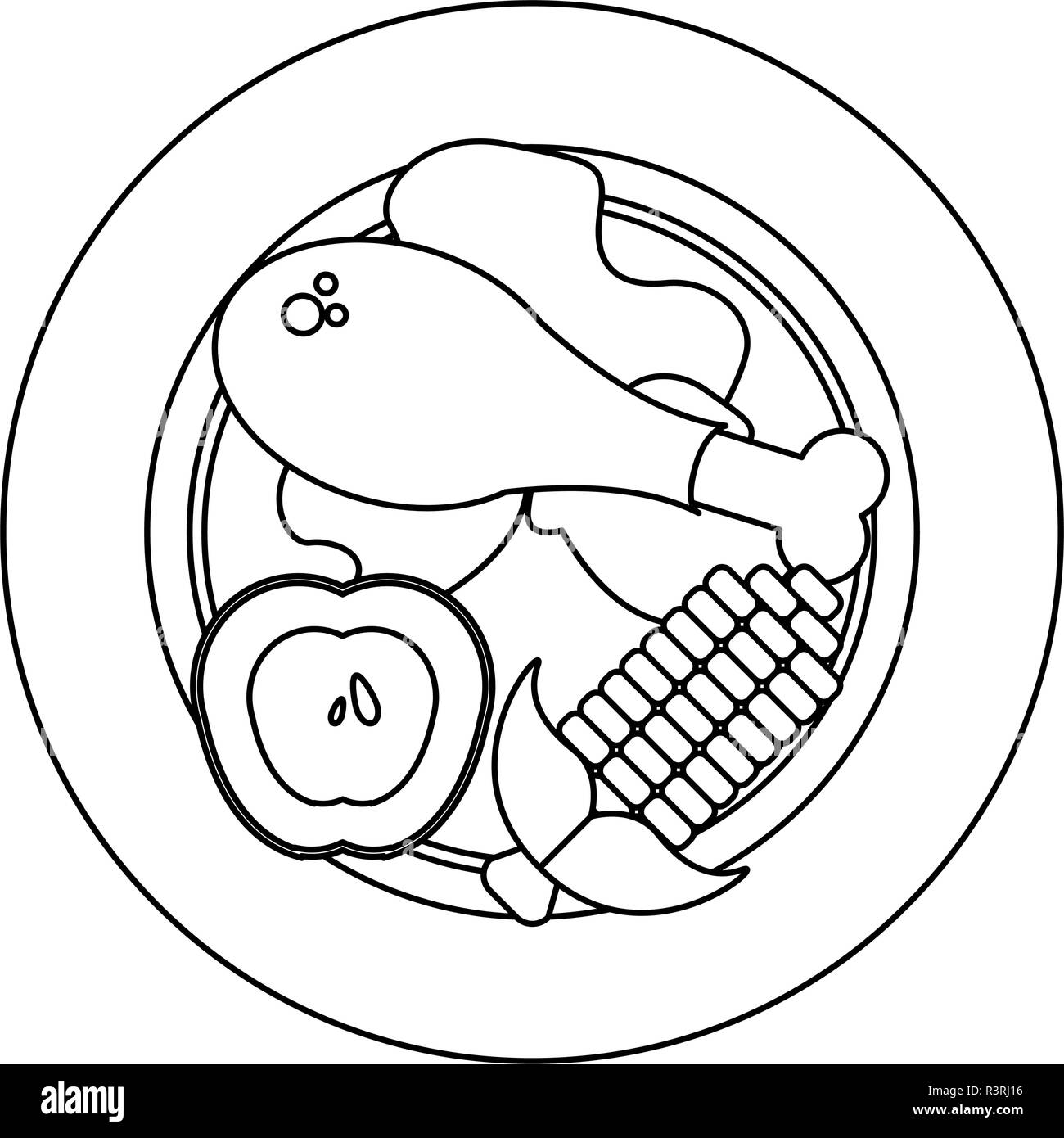 Healthy and delicious food in black and white Stock Vector Image & Art ...